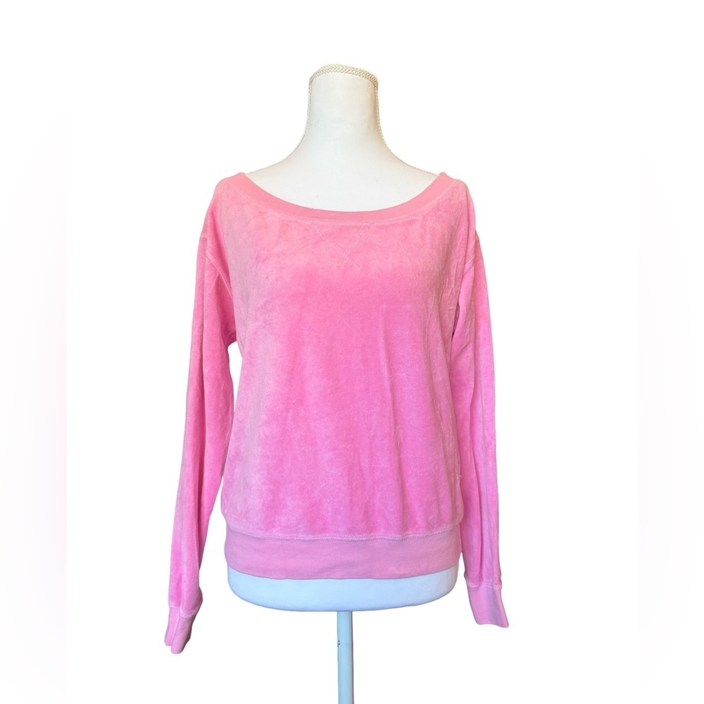 Juicy Couture Pink Velour Sweatshirt Women’s XS Velour Crewneck Pullover